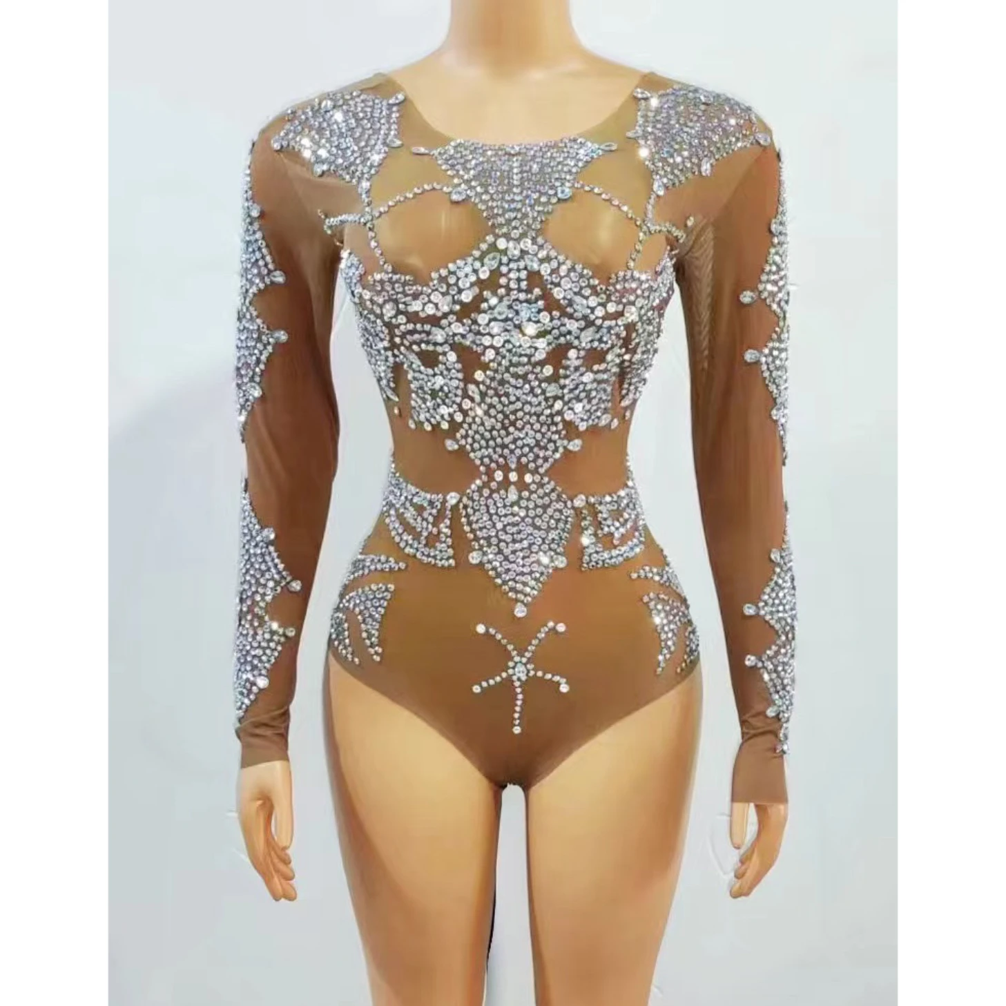 

Full Diamond Shining Sexy jumpsuit Nightclub Bar Female Singer Stage Performance DJ Dance Team Party Theme Show Clothing