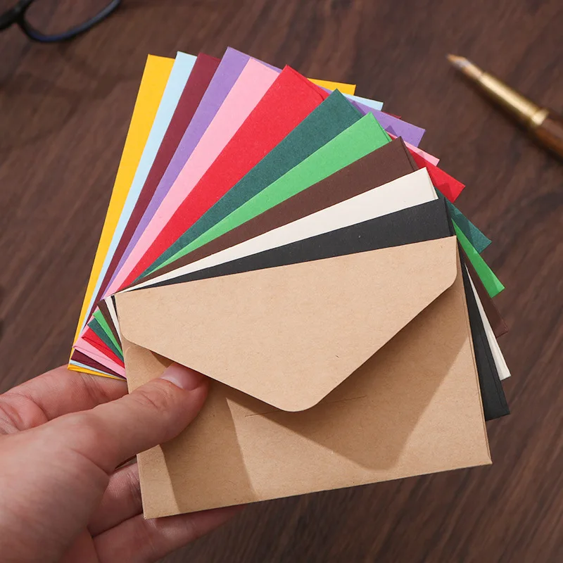 30/50/100Pcs Colorful Blank Mini Kraft Paper Envelopes Wedding Party Invitation Envelope Greeting Cards Gift Packaging Paper Bag