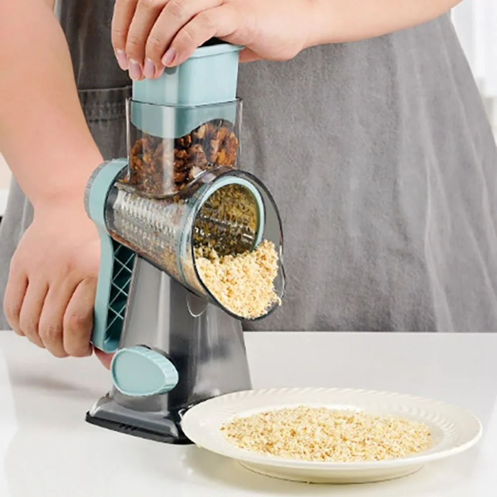 

Kitchen Gadget 3 in 1 Hand-Crank Vegetable Slicer Manual Plastic Rotary Cheese Grater Labor-saving Nut Grinder Potatoes