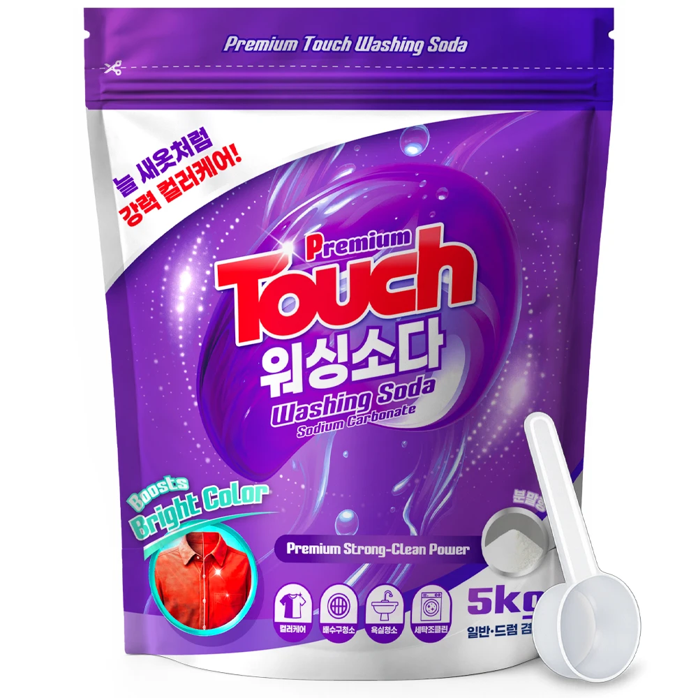 Detergente Carbonatado Premium Touch 5kg + 1 Cuchara/Detergente Alcalino que Elimina los Olores de la Ropa