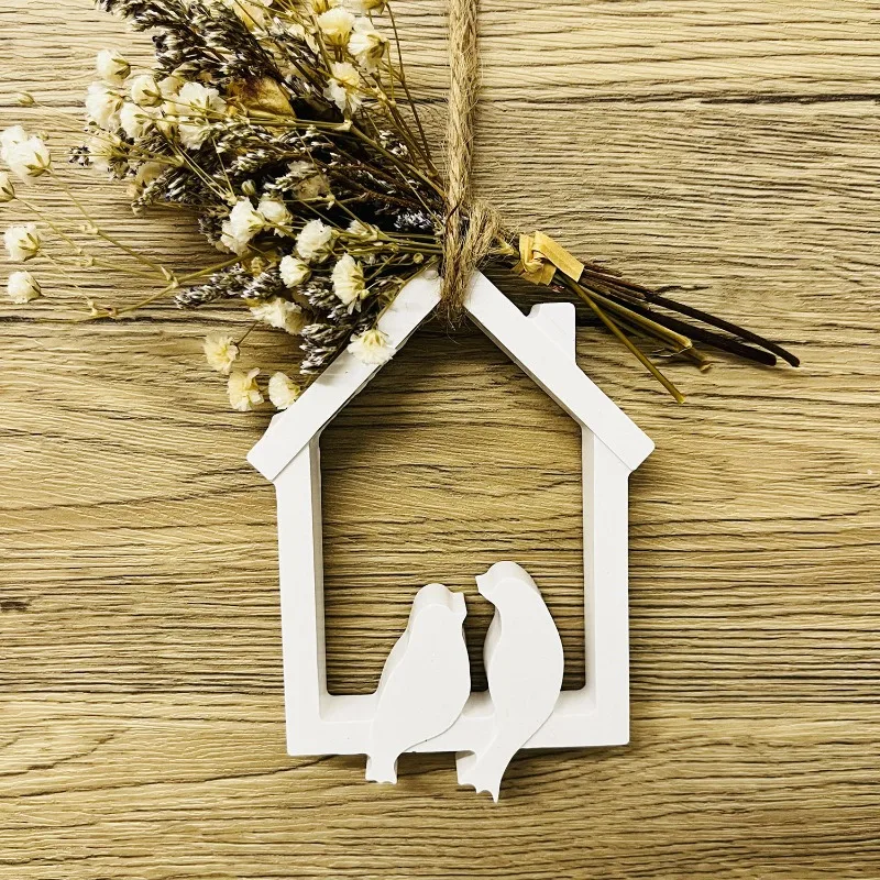 Bird House Wall Hanging Silicone Mold Bird Wreath Plaster Mould Hanging Ornament Mould Home Decoration Resin Mold