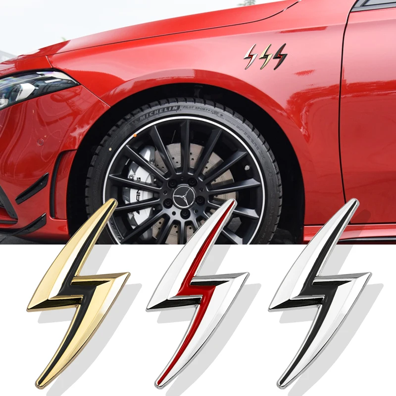 3D Metal Lightning Styling Logo Emblem Car Stickers Badge Trunk Decal For Bmw Benz Nissan Dodge Jeep Lincoln  Auto Accessories
