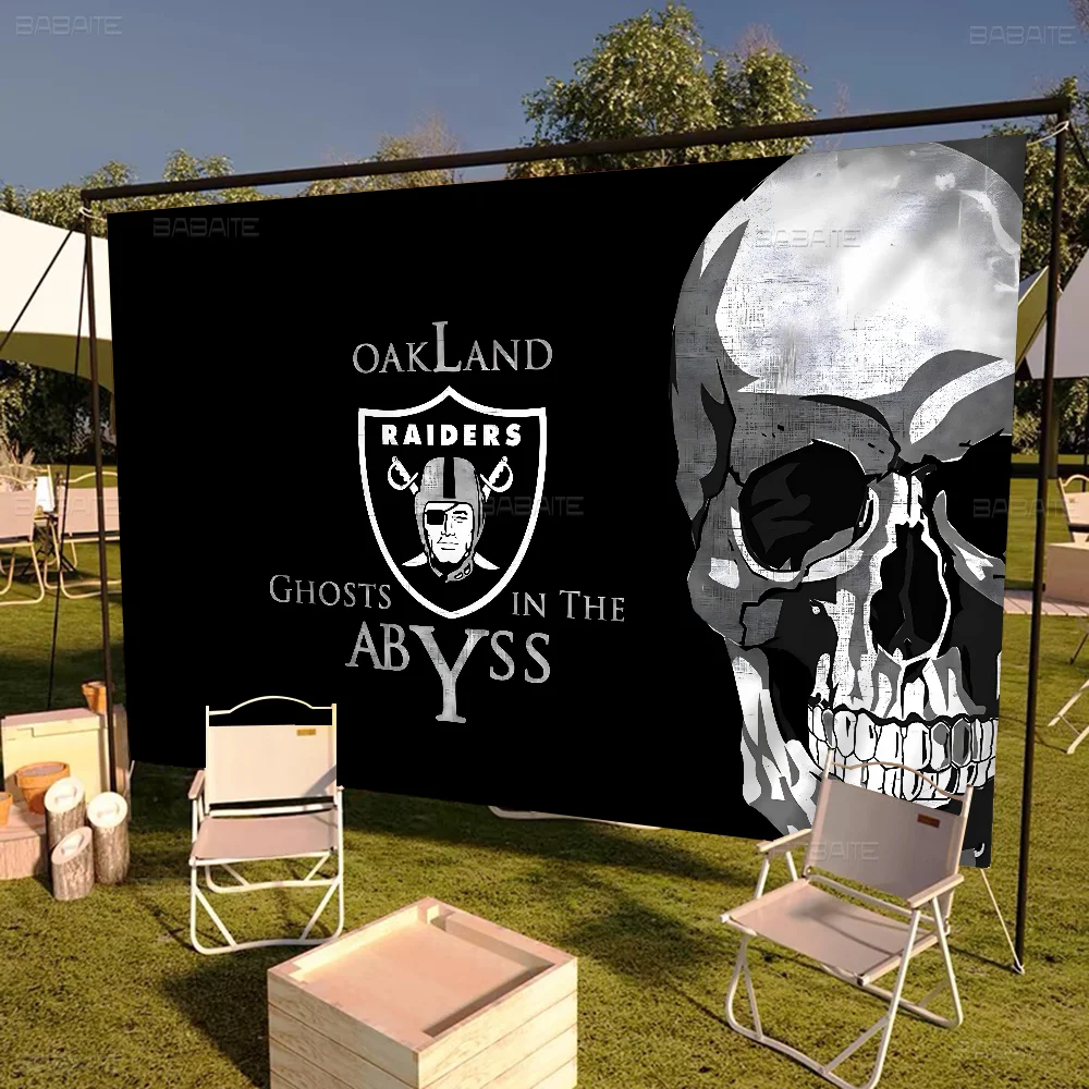 0-Oaklands R-Raiders Logo Print Creative Pattern Hanging Flag Polyester Printed Banner Hand Pulled Flag