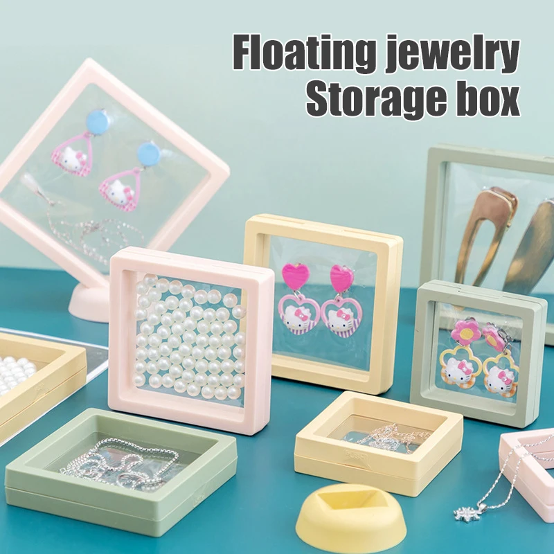 1/3Pcs PE Film Plastic Storage Rack 3D Floating Jewelry Storage Box Antioxidant Ring Pendant Jewelry Display Stand Free-Standing