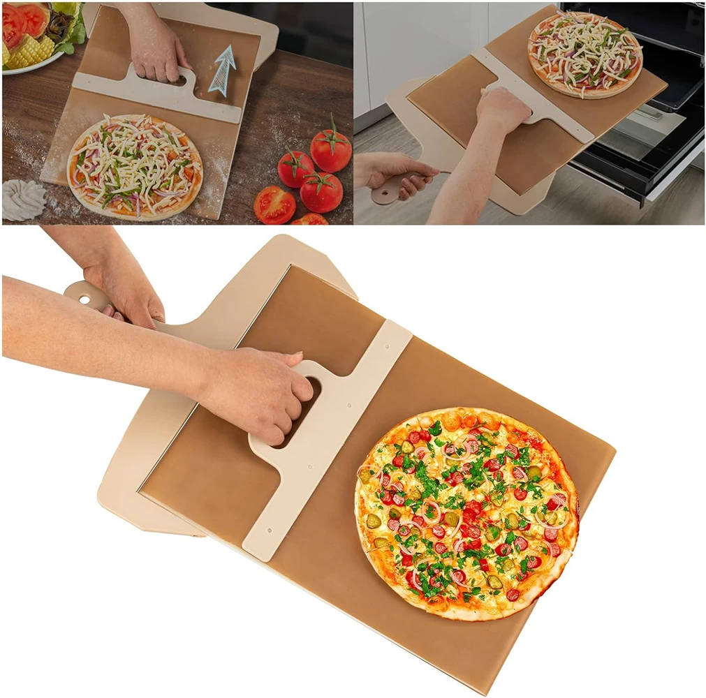 

Sliding Pizza Peel - Wood Pizza Slider Smart ，Pizza Peel Slider That Transfer Pizza Perfectly，Non Stick Pizza Slider