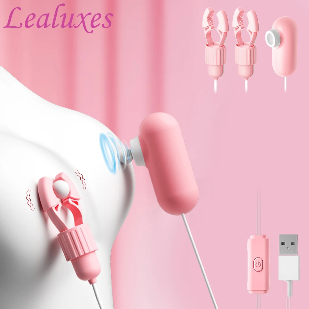 Nipple Clamps Vibrator Breast Massage Tongue Licking Sucking Vibrating Clit Stimulator Female Maturbator Adult Sex Toy For Women