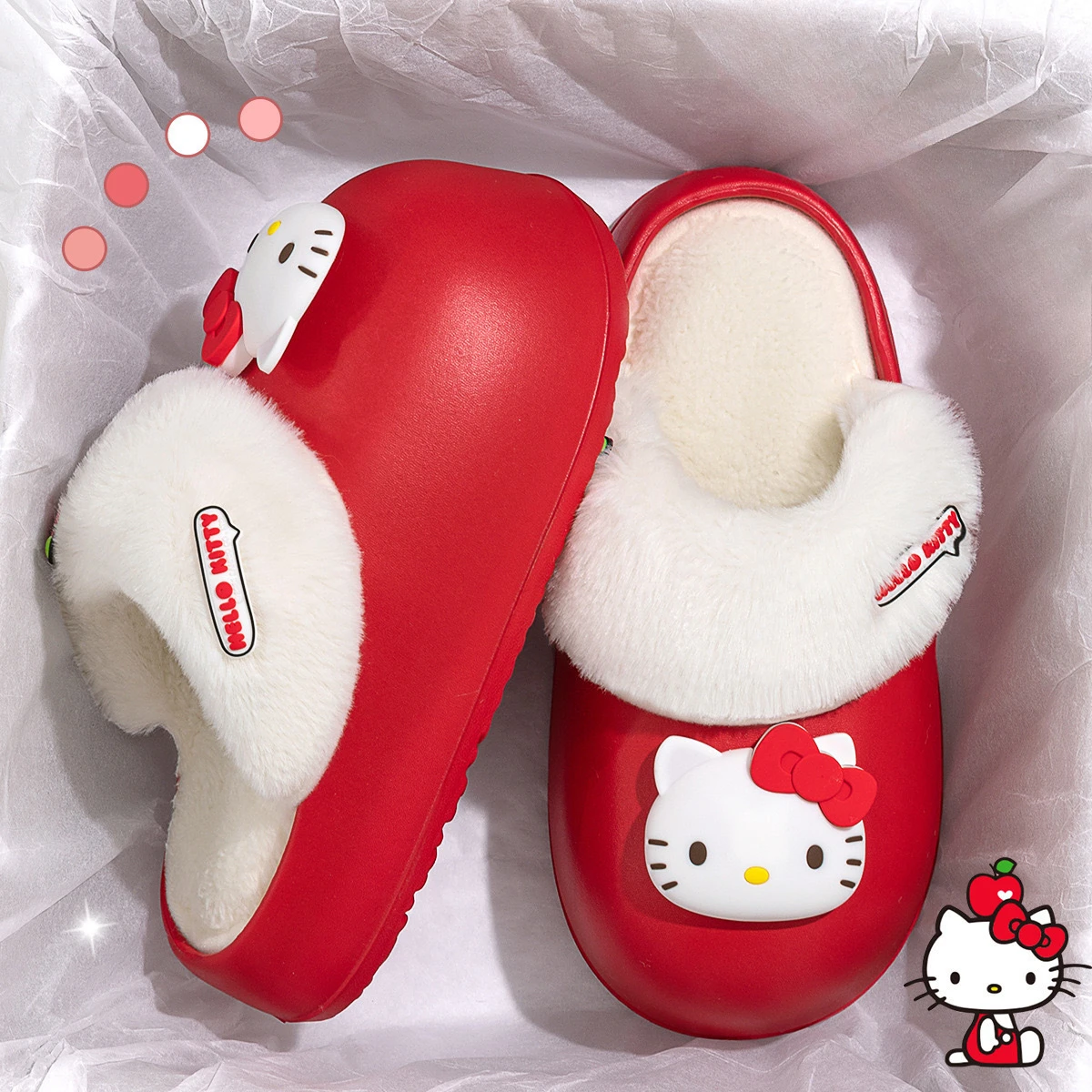 Hello Kitty Kuromi MyMelody Cinnamoroll Kawaii Cute Slippers Winter Women Thick-soled Waterproof Removable Warm Plush Shoes Gift