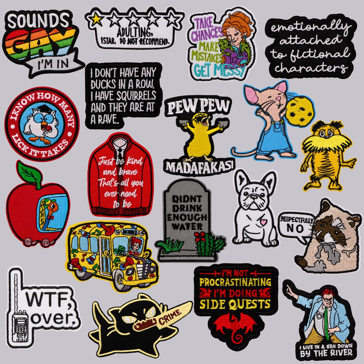 Black Cat Patches On Clothes Cute Dog Embroidered Patches Funny Apple Badges Quotes Iron On Patch DIY Clothing Accessories