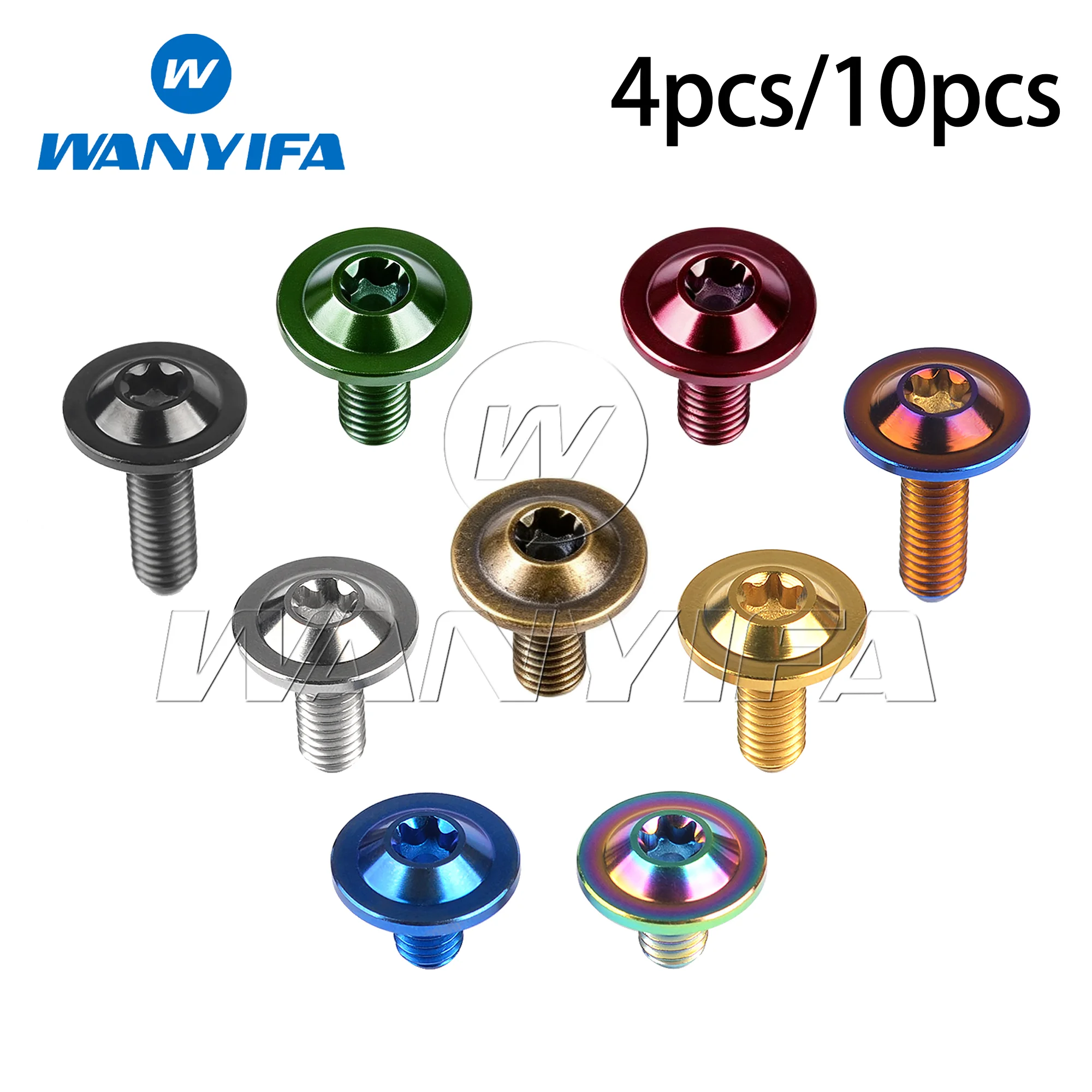 Wanyifa Titanium Bolt M6x10 15 20mm T30 Head Screws for Motorcycle Fastener 4/10pcs