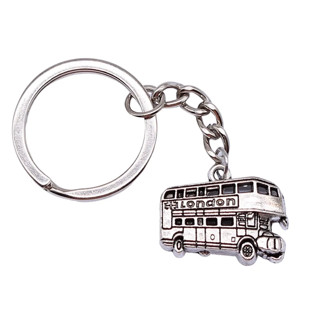 Dropshipping Souvenirs Gift Men Keychain 2 Colors 25x20mm London Bus Pendant Keyring