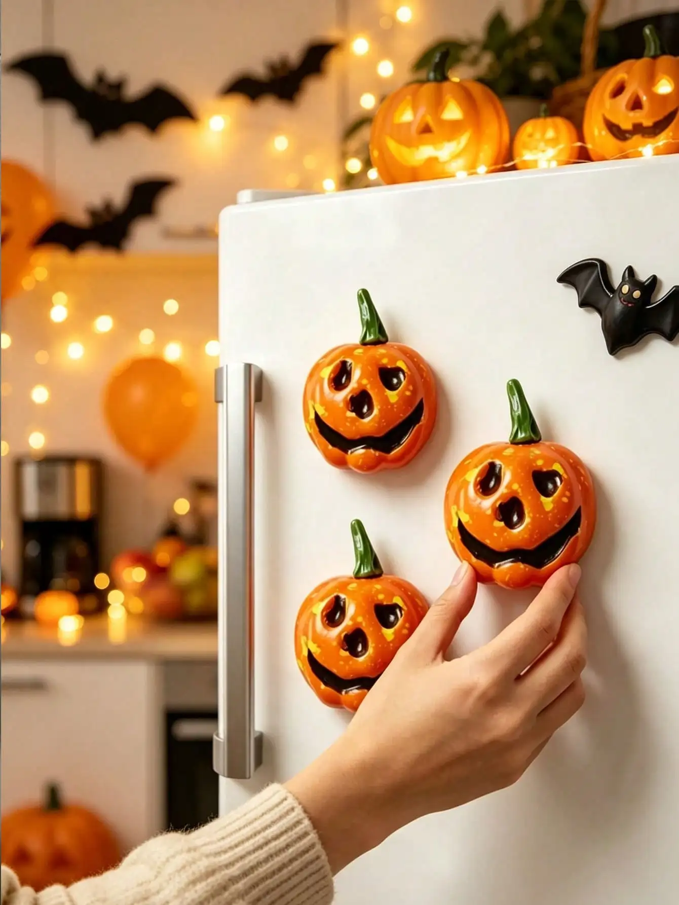 1/2/3pcs Mini Halloween Pumpkin Fridge Magnets, Cute Jack-O'-Lantern Face Fridge Magnets, 5.5*7cm Small Pumpkin Magnetic Decor, Home Kitchen Cabinet Decoration, Halloween Party Accessories, Spooky Autumn Holiday Magnetic Ornaments SH260731180605461081915