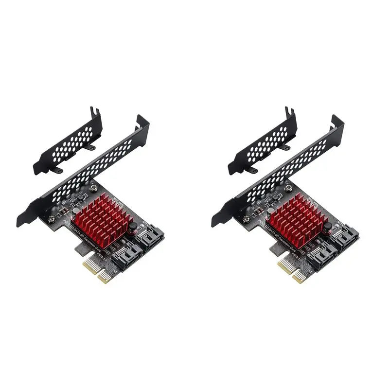 

2X Pcie To 2 Ports SATA 3.0 6 Gbps SSD Adapter PCI-E PCI Express X1 Controller Board Expansion Card Support X4 X6 X8 X16