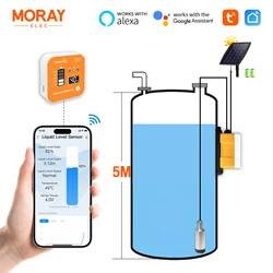 5M ME202RSP Solar Panel Tuya Mobile App Submersible LED Temperature Display Alarm Indicator RemoteTank Liquid Level Sensor
