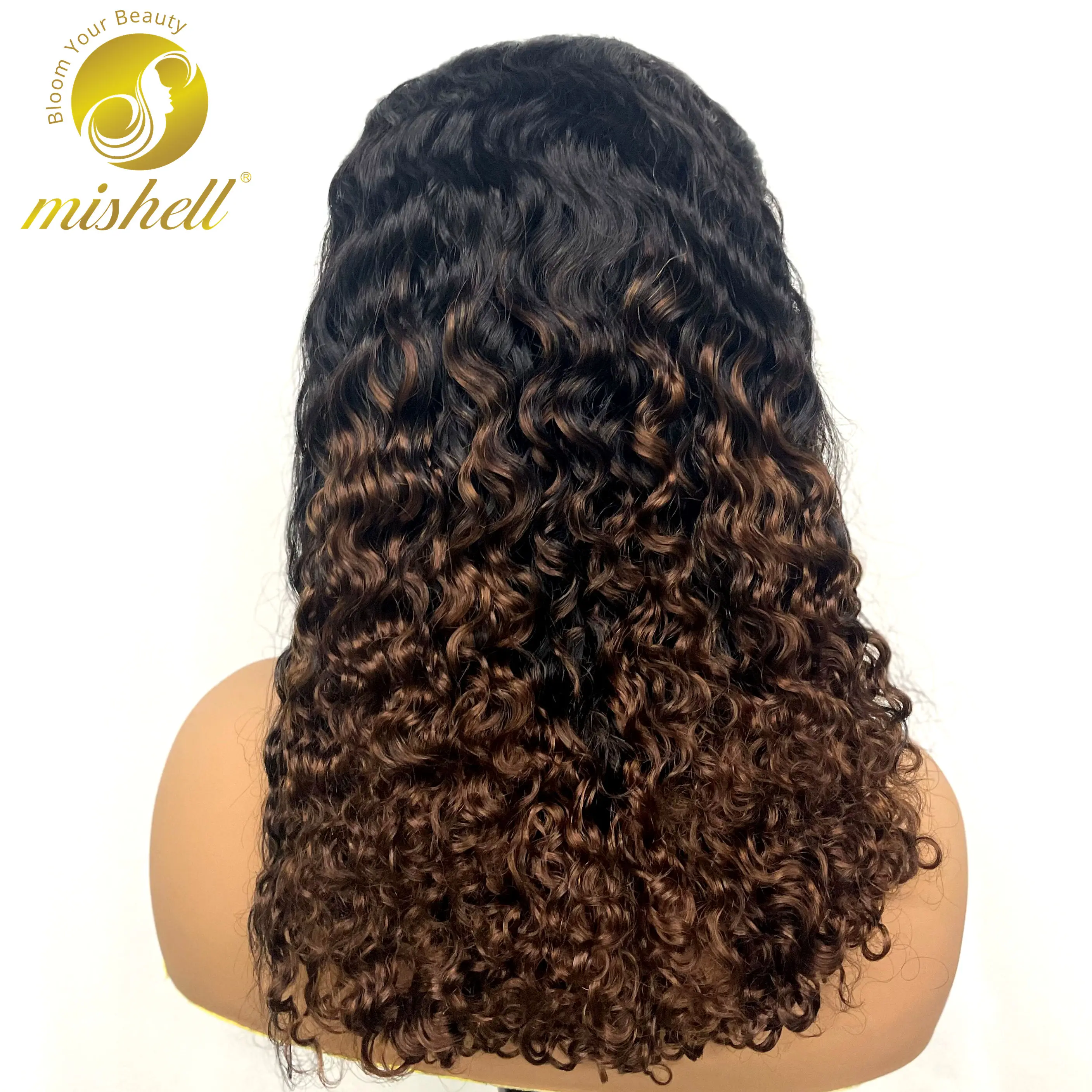 

13x4 Lace Front Chocolate Brown Water Wave Human Hair Wigs Colored Burmese Bouncy Curly Remy Hair Wigs for Black Women