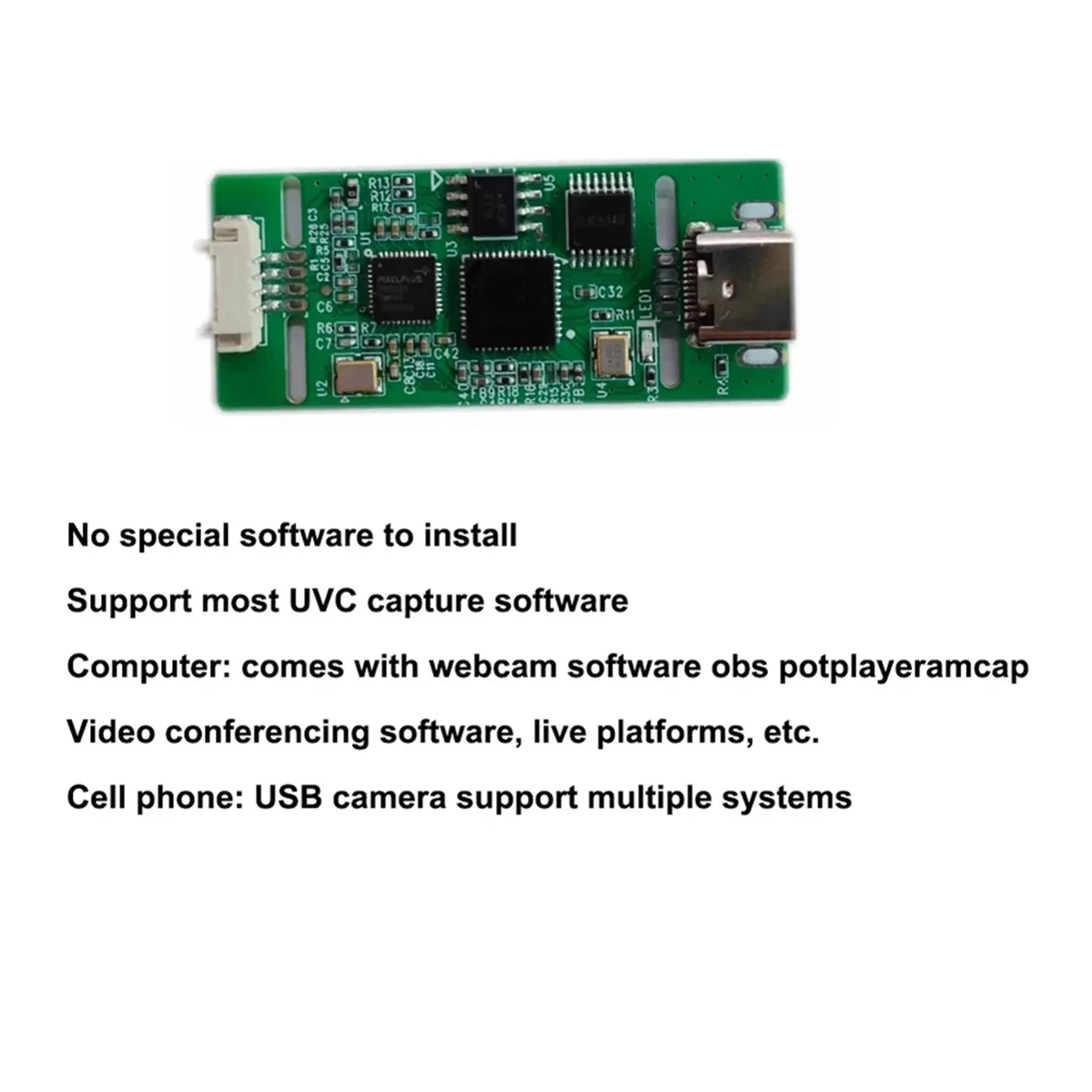 AHD para USB Captura de sinal analógico para módulo de câmera USB digital Módulo AHD para tipo C Unidade gratuita UVC para Android (A)