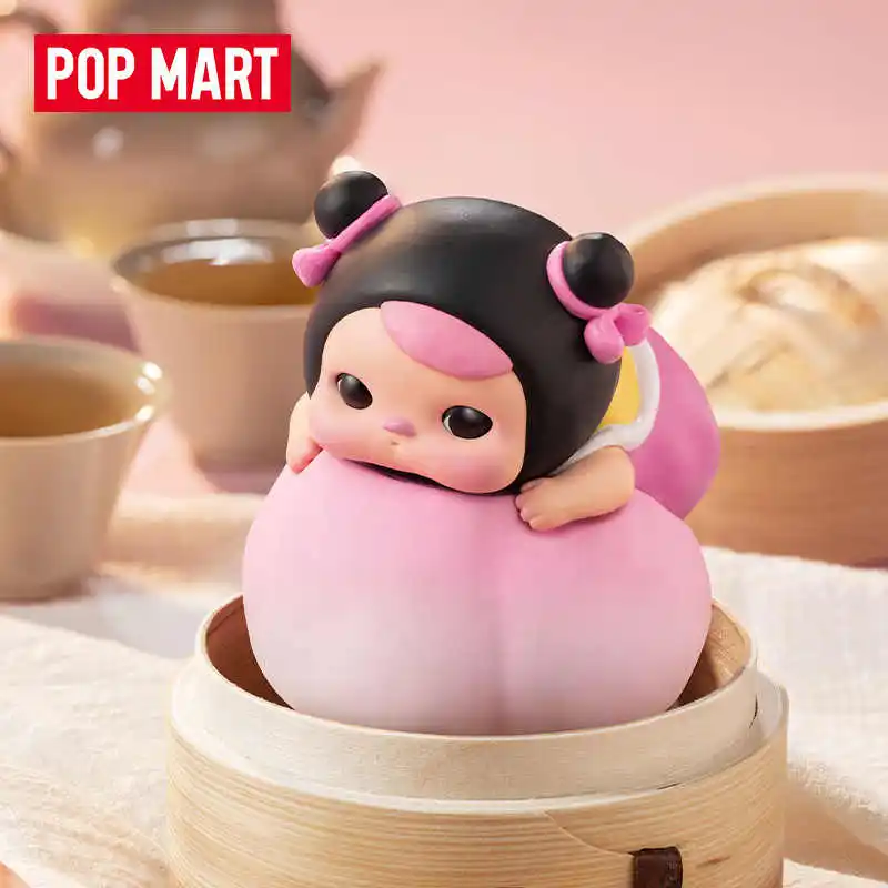

POPMART Pucky The Feast Series Figure Steamed Bun Action Figure Hot Pot Anime Longevity Peach Dolls Decor Collectible Toys