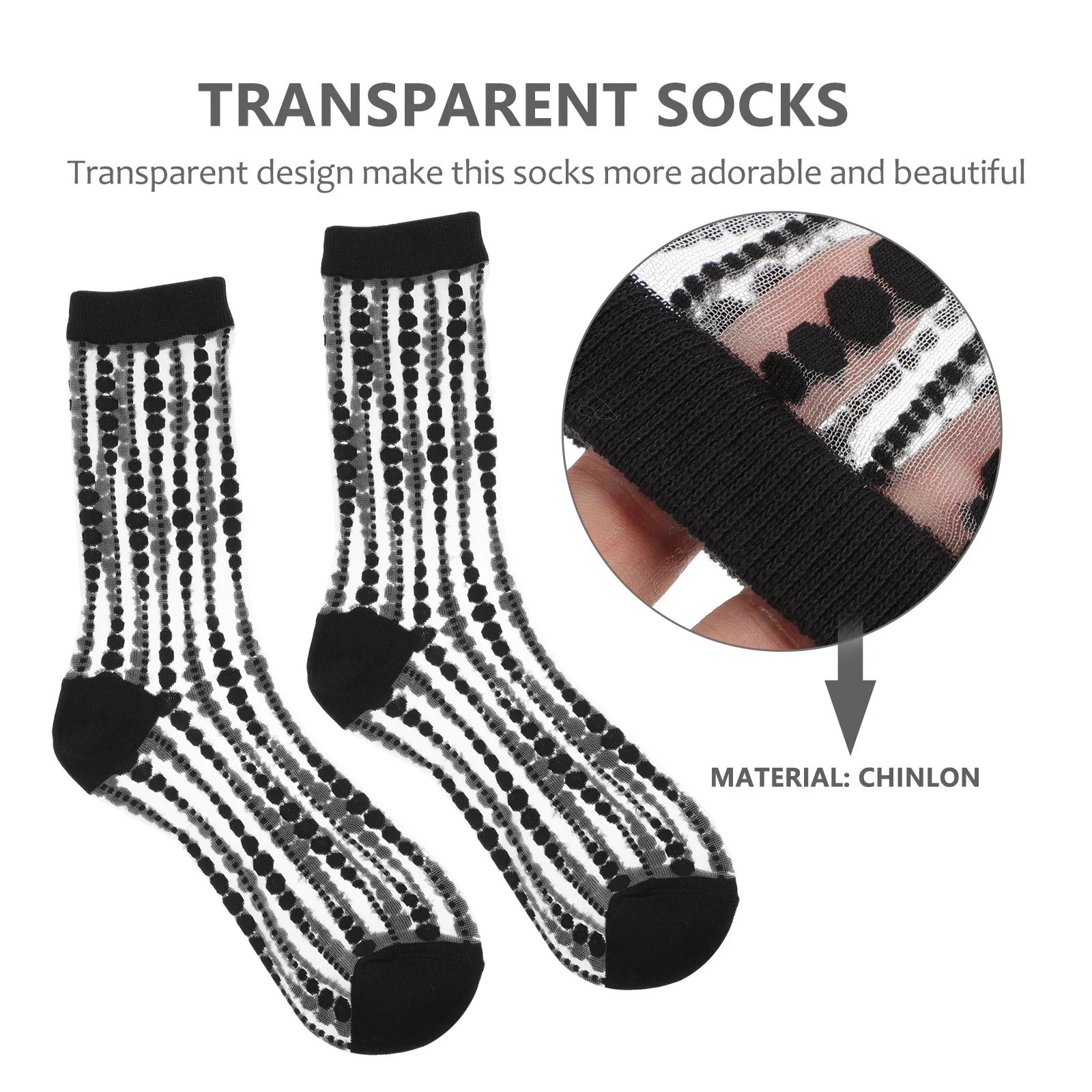 

1Pair Water Drop Pattern Transparent Socks Ultra Thin Anti-Skid Chic Socks for Party Daily Wear Women
