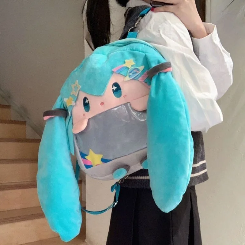 جديد لطيف فوفو هاتسون ميكو أنيمي ميكو سعة كبيرة حقيبة بنقوش كرتونية أفخم كبير الفم على ظهره Kawaii واحد الكتف حقيبة كروسبودي #2