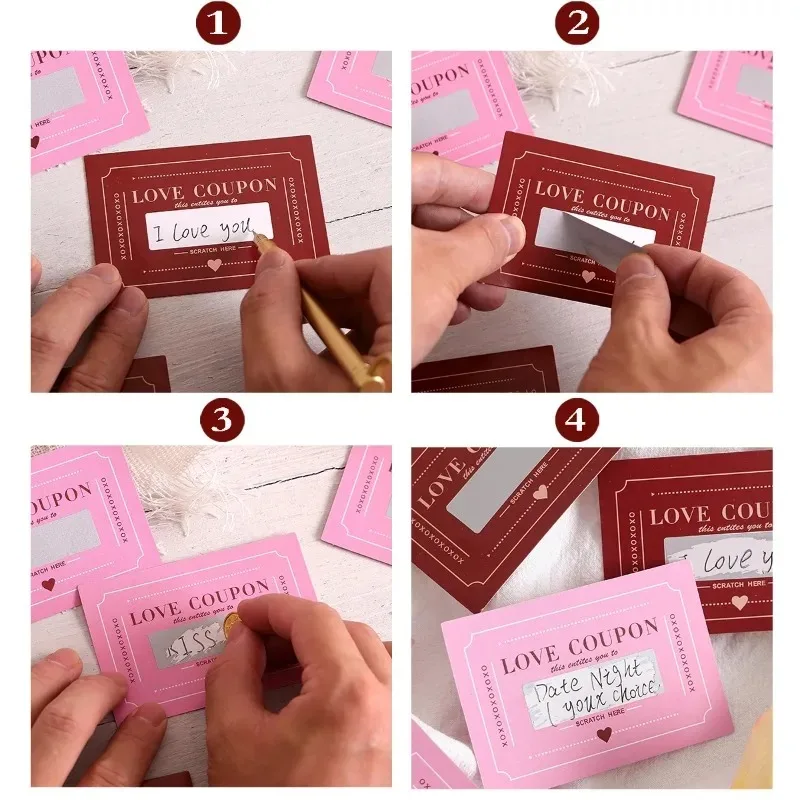 10/50pcs Scratch Off Card Vouchers Romantic Date Scratch Cards Love Coupons Couple Anniversary Love Coupons Couple DIY Gifts - view 5