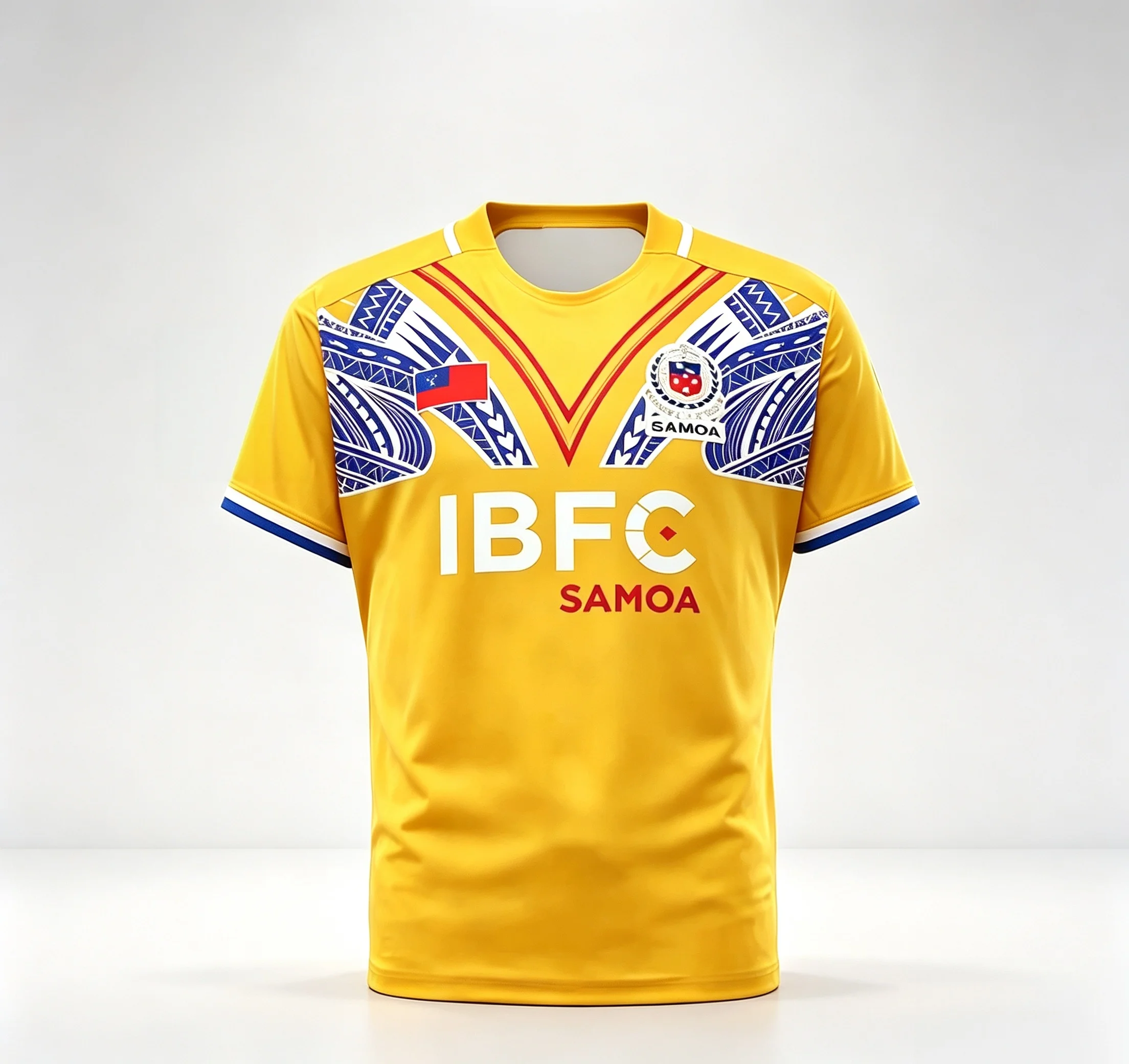 2026 IBFC Samoa Fußballtrikot Herren Kurzarm, Rotes Polynesisches Stammesmuster Schnelltrocknendes Fußballshirt Familien-Partnerlook – Detail 9