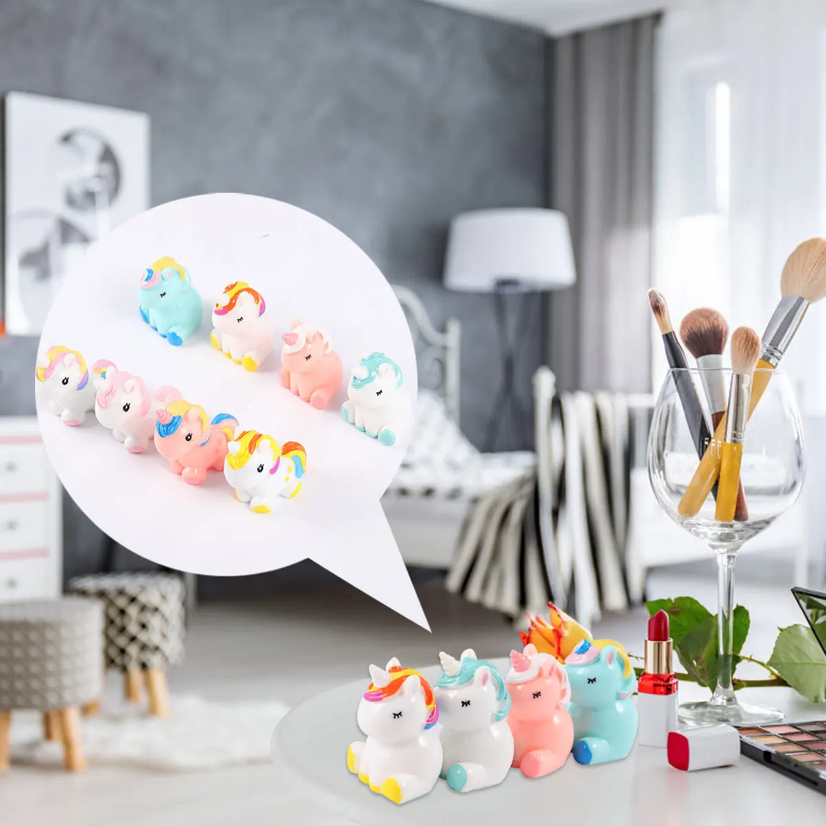 

8 шт. мох пейзаж единорог смола декор разные цвета сказочный сад миниатюрные украшения для комнаты аквариум стол