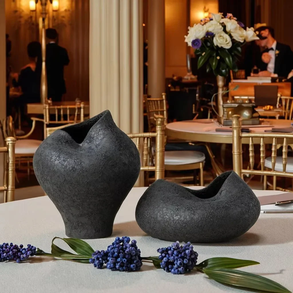 Retro Matte Ceramic Vase Plant Pots Table Decoration Ornaments Flower Arrangement Floral Vase New House Room Wedding Decor