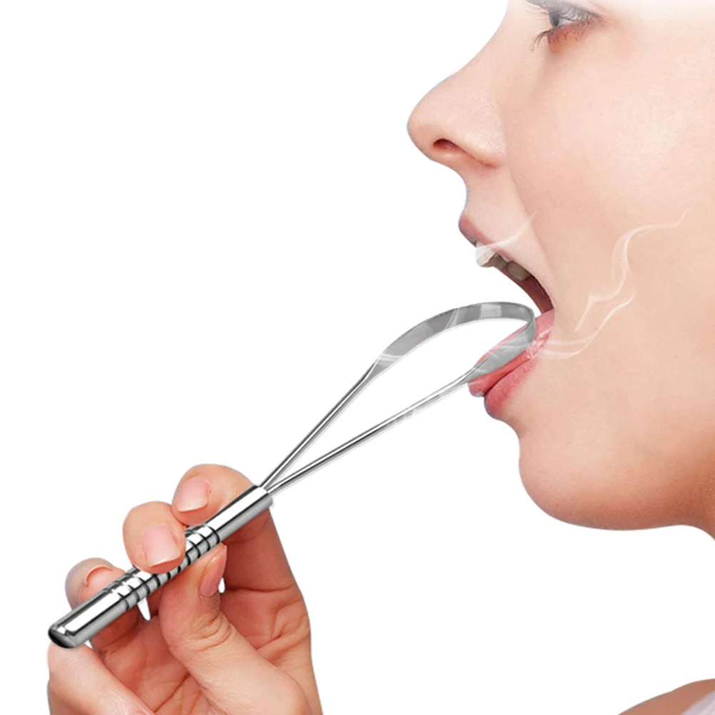 

Tongue Scraper for Adults Double Sided al Cleaning Silver Portable Travel Mouth Freshener Bad Breath Fighter
