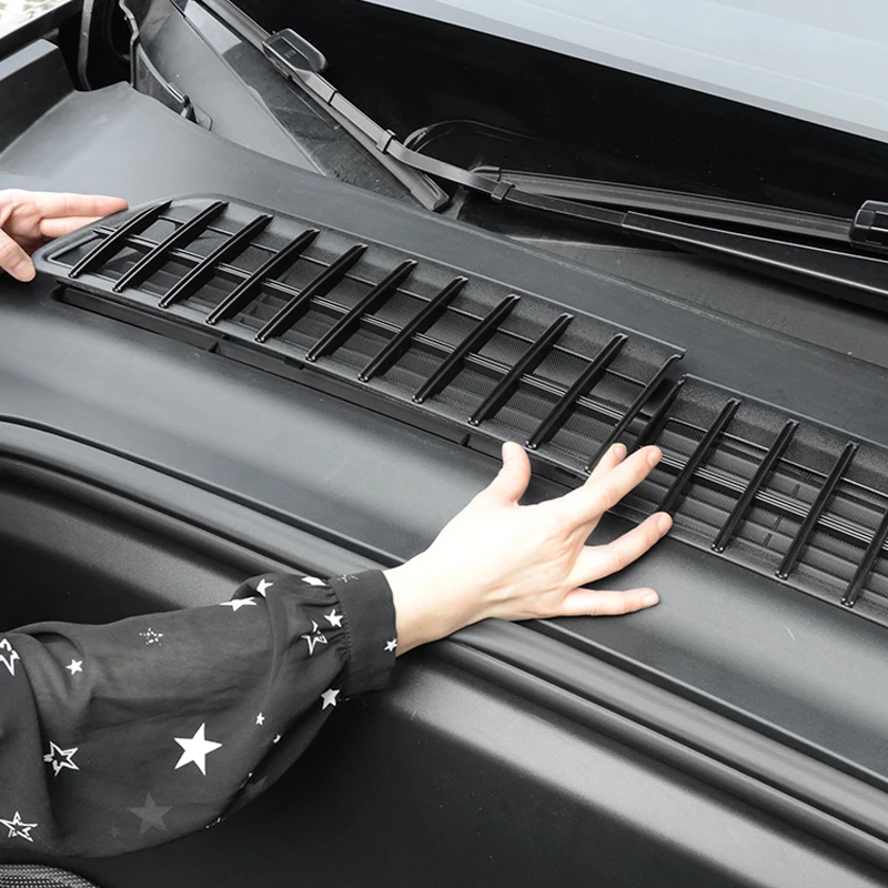 

for Tesla Model Y front hood, air conditioning outlet mask, anti blocking mesh cover, black 2-piece, buckle splicing installatio