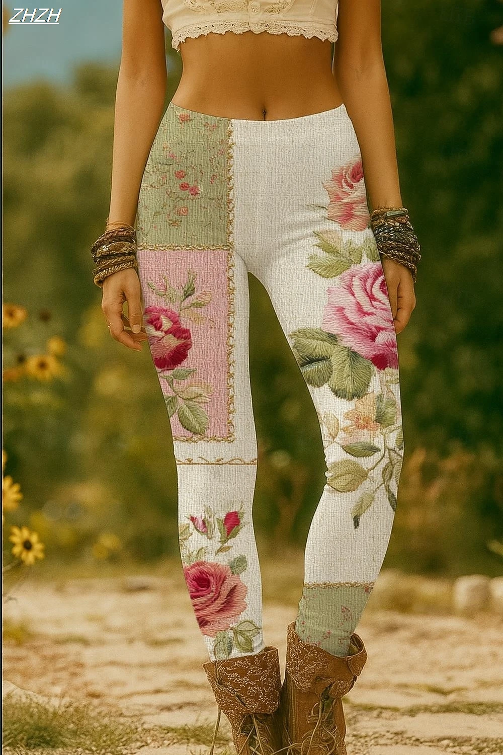 Women's Leggings Vintage Floral Graphic Pants Trousers Polyester Spandex Stretch Elastic Waist,Control Fall Winter Streetwear