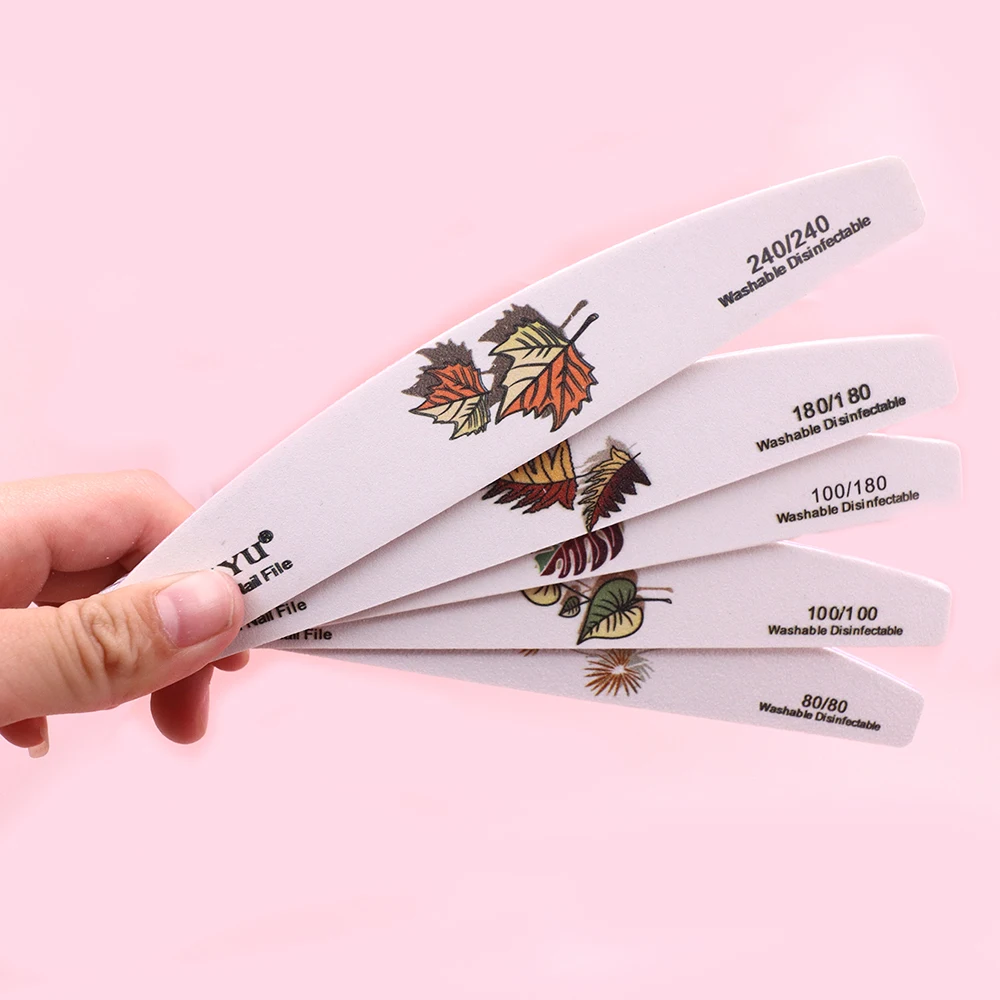 50Pcs Colorful Sandpaper Nails File 80/80 100/100 100/180 180/180 240/240 Nail Stylist Supplies Sanding Files Pedicure Manicure