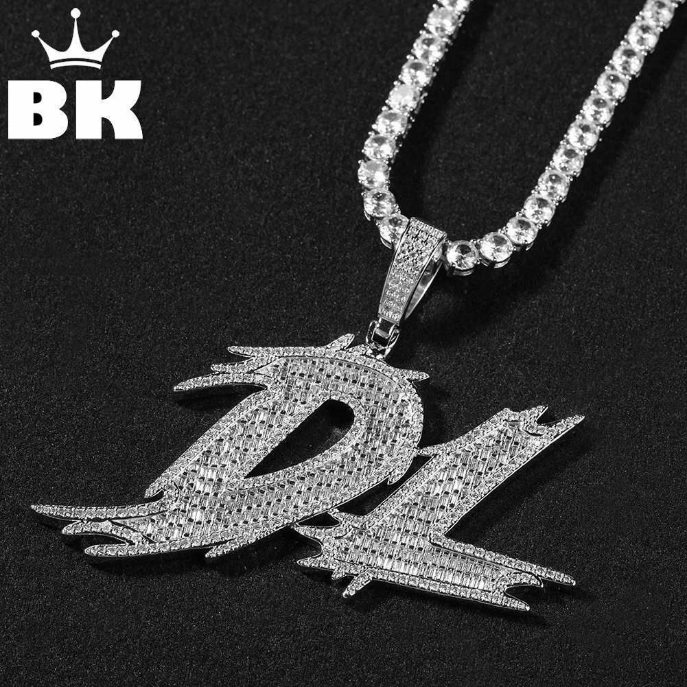 

THE BLING KING индивидуальный кулон с итальянскими буквами Iced Out Baguette кубический циркон имя ожерелье для женщин модные украшения в стиле хип-хоп