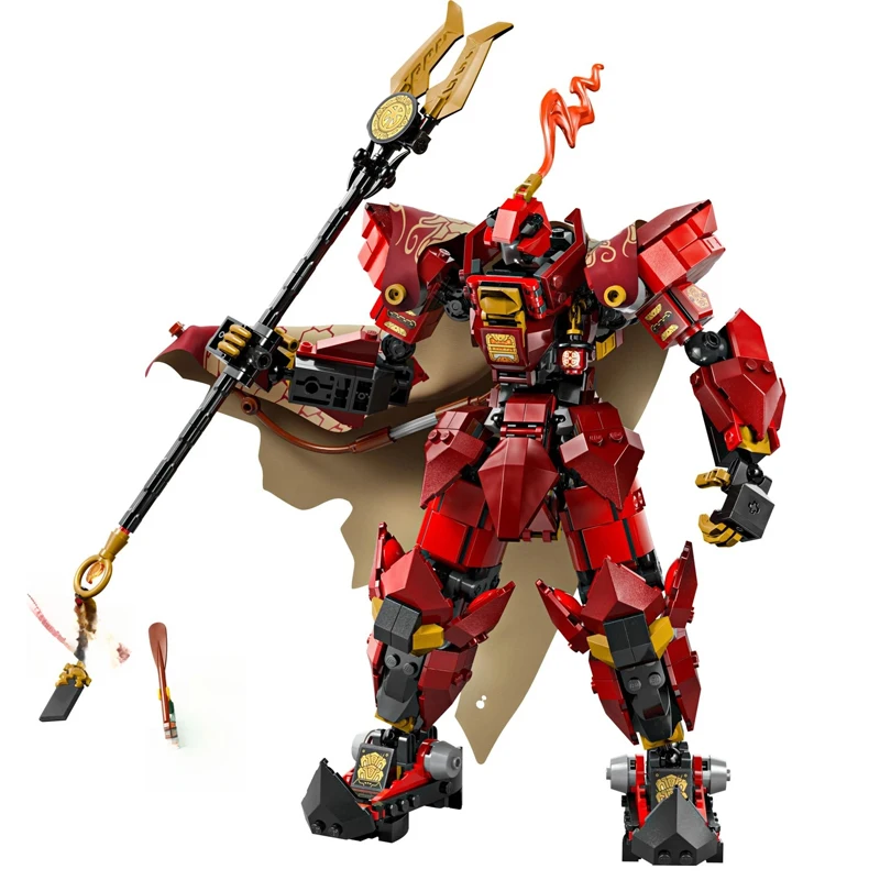 Chinese Building Blocks Flame Knight Mecha Boy Puzzle Assembly Toy Children's Day Gift Birthday Gift