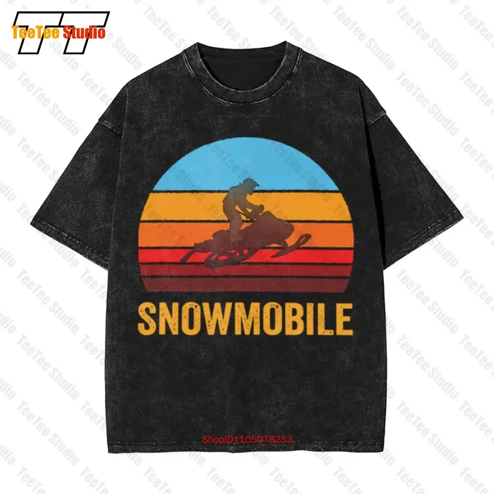 Vintage Style Sunset Snowmobile Vintage Oversized T-Shirt 6XIY