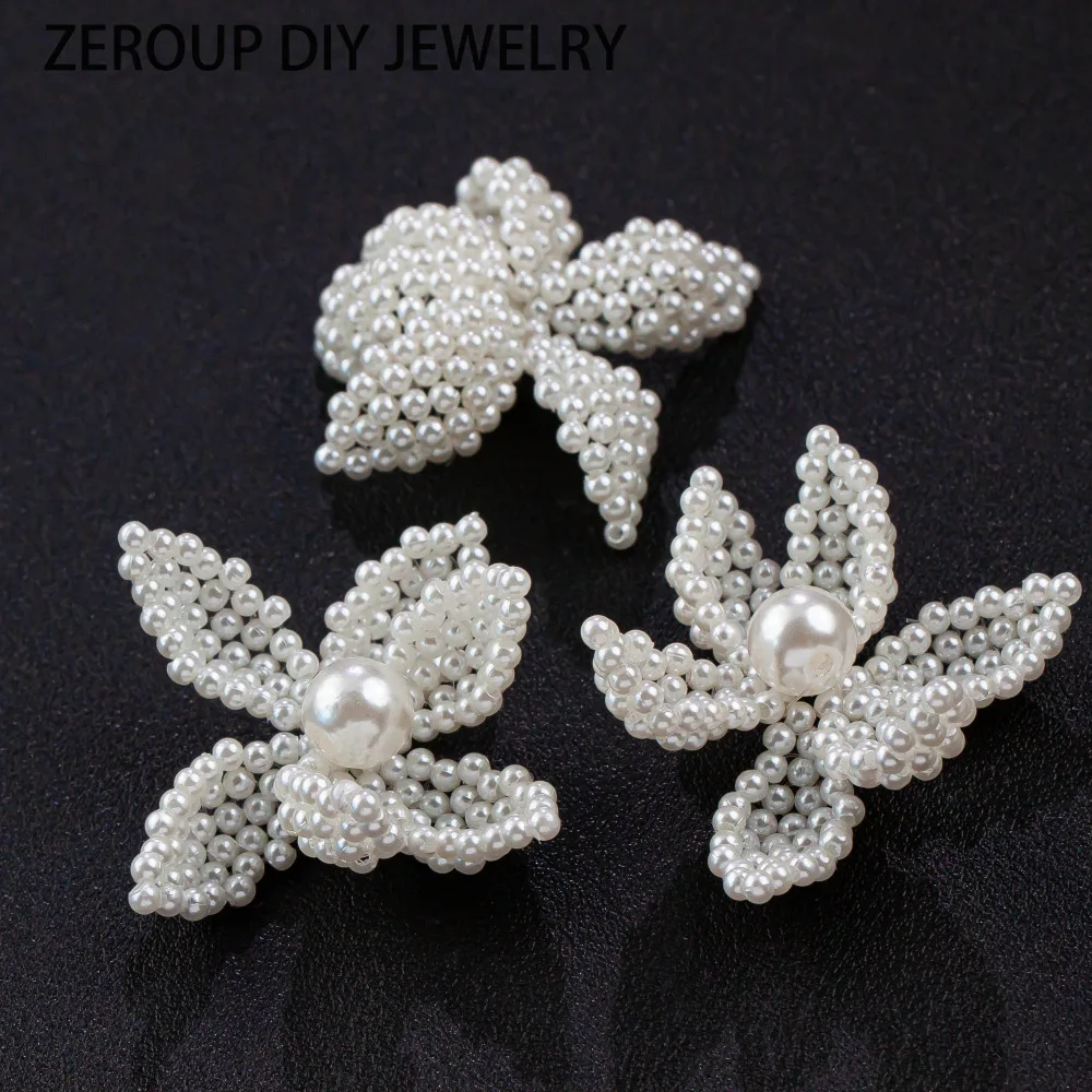 Imitation pearl flower DIY hand-woven beaded headgear hair accessories earrings material accessories2PCS