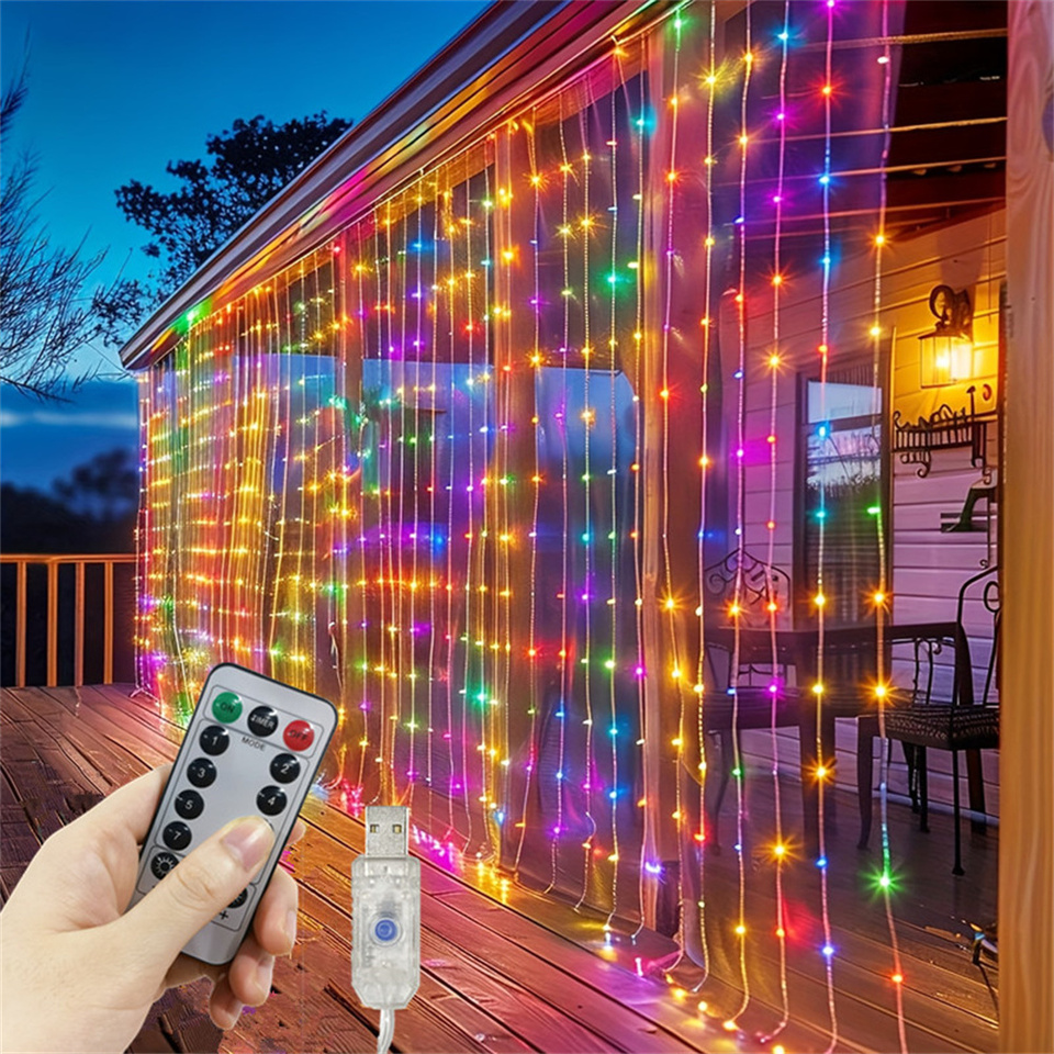 3M 6M USB Curtain String Light Home Decor Fairy Light 8 Mode LED Christmas Holiday Garland Wedding Party Birthday Decoration