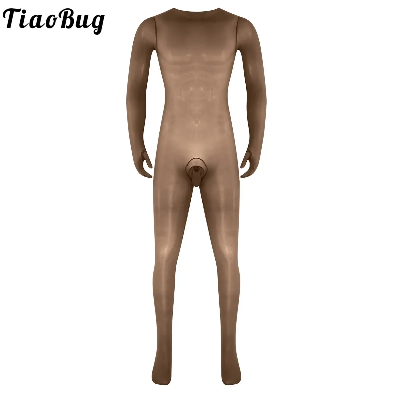 

Men Sexy See Through Bodysuit Gloved Sleeve Opening Sheath And Butt Footed Bodystocking for Dating Night Lingerie Nightwear