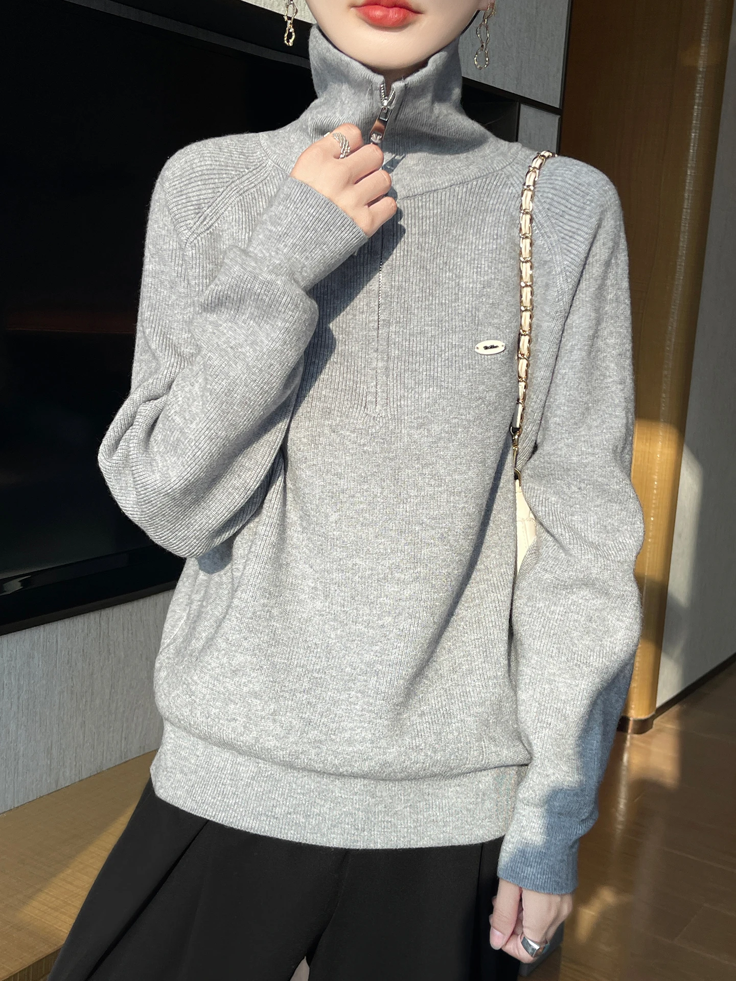 Nueva moda Otoño Invierno mujer suéter elegante lana Merino mujer tejido Jersey ropa de manga larga Tops señoras prendas de vestir exteriores