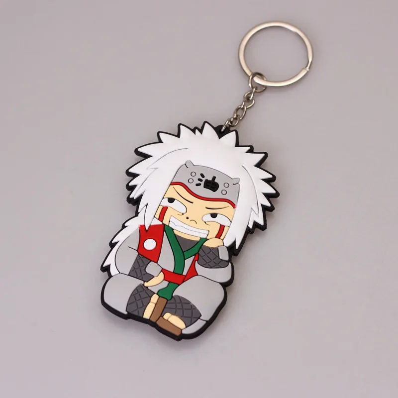 Naruto Figure Cartoon Keychain Bandai Naruto Sasuke Cartoon Character Ornament Key Bag Kakashi Uchiha Zebra Car Keyring for Gift