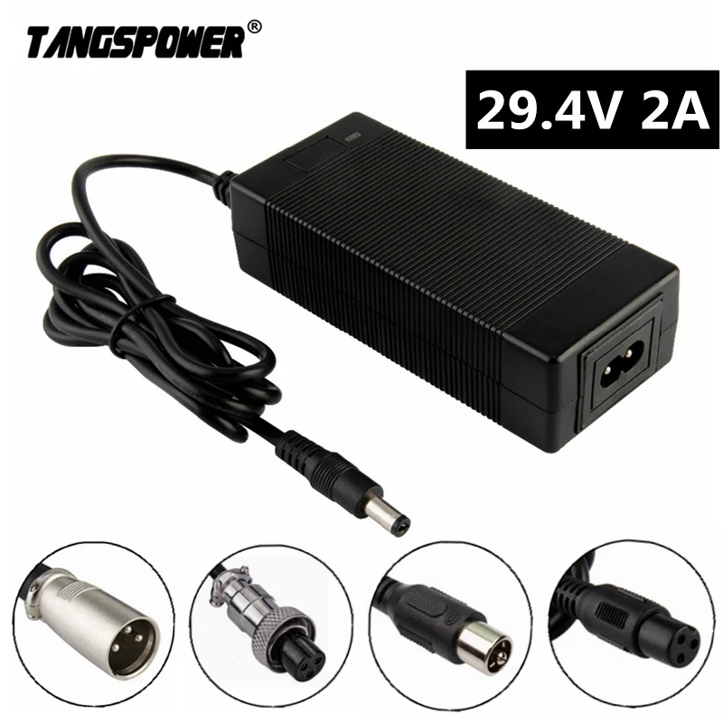 

7Series 29.4V 2A Lithium Battery Charger For 24V 25.2V Li-ion Battery Pack 63 Watts High quality Charger No Noise Charging