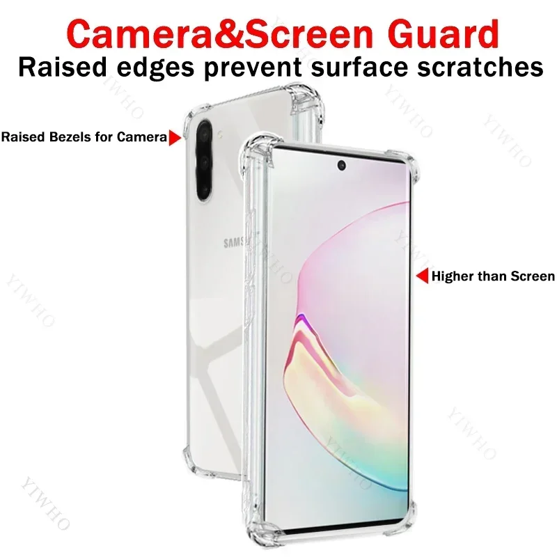 Clear Phone Case For Samsung Galaxy Note10 5G Thickened Transparent Case For Sansung Note 10 Anti-scratch Shockproof Cover TPU