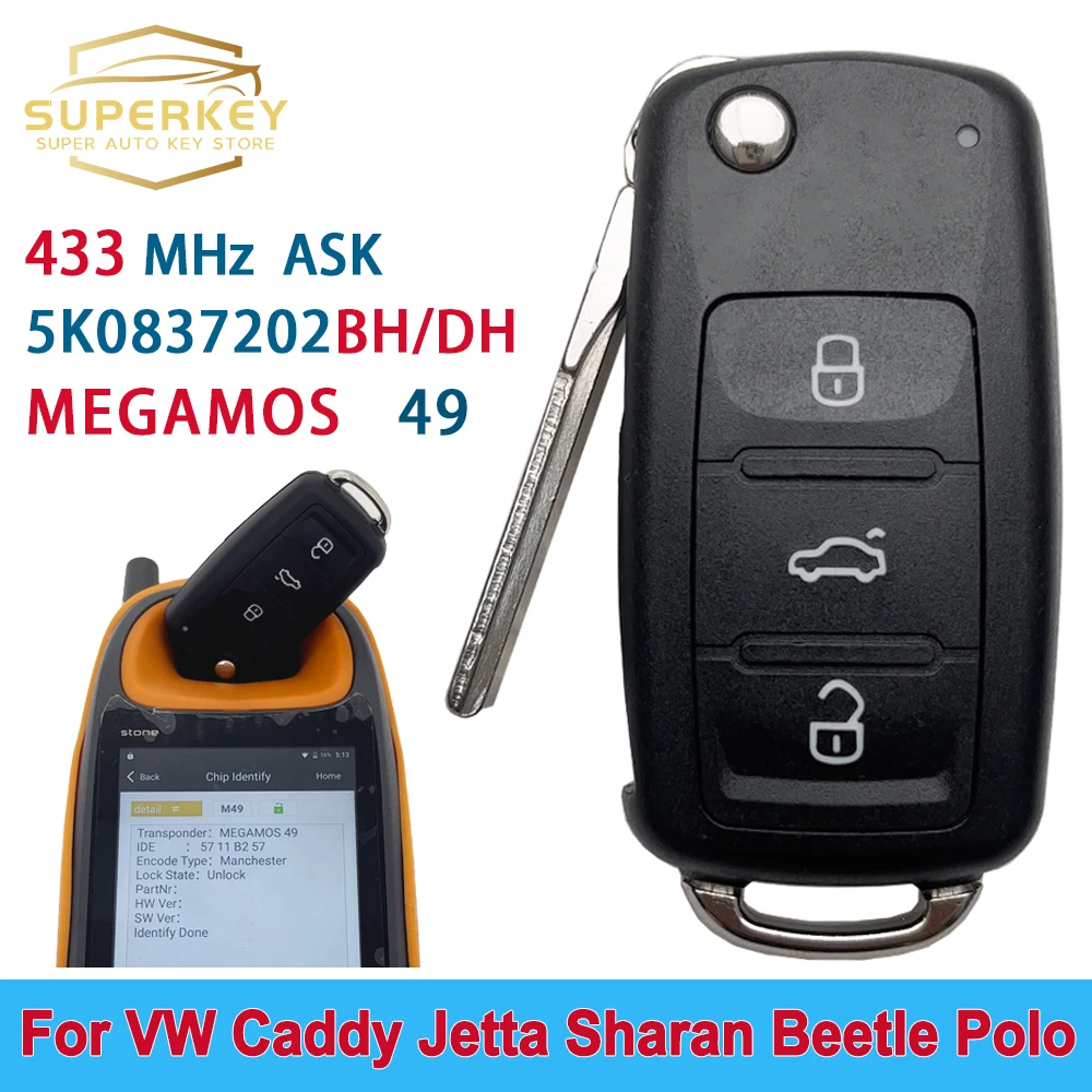 SUPERKEY Original Shape MQB muslimah Remote Key per VW Caddy Jetta Sharan Scirocco Polo Transporter Beetle Tiguan muslimate