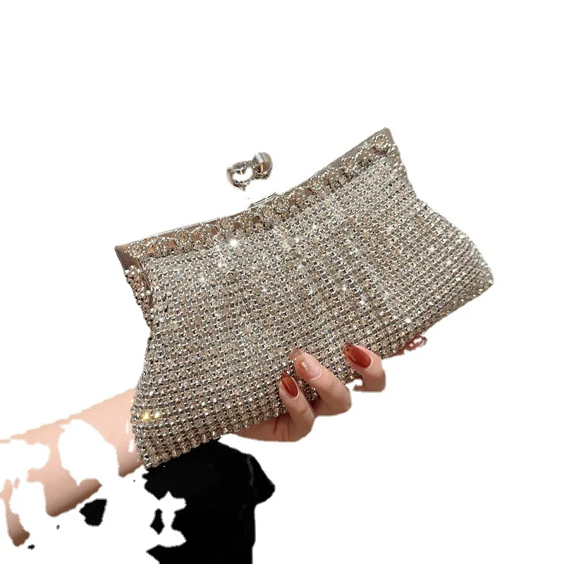 2024 Luxurious Black Women Evening Bags And Clutches Formal Dinner Diamond Handbags Wedding Rhinestone Purse