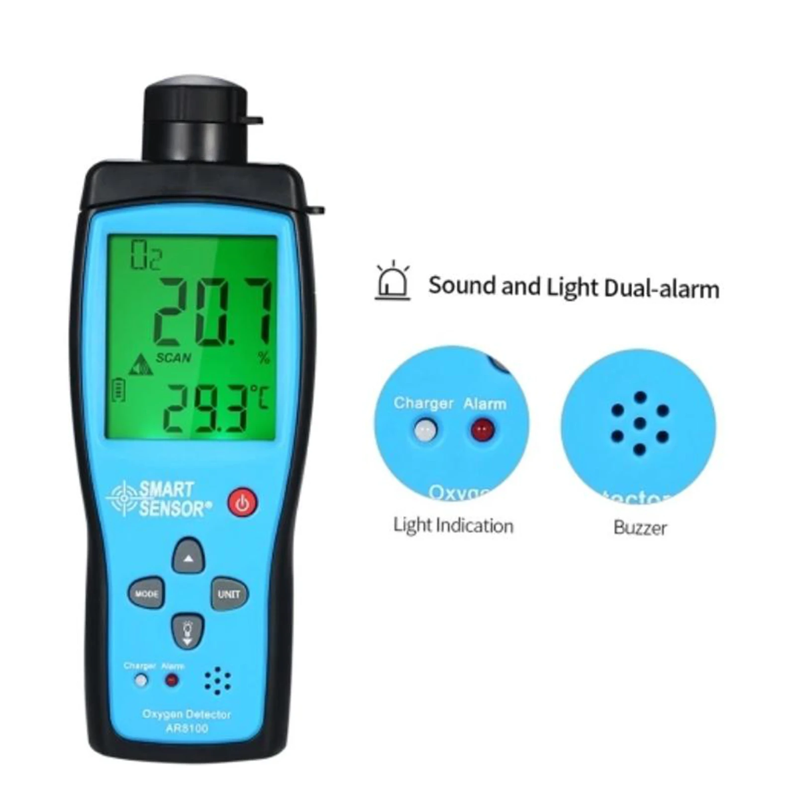 

Ar8100 Portable Oxygen Tester Detector Smart Sensor Oxygen Meter Handheld Oxygen Meter Gas Detector Air O2 Concentration Tester