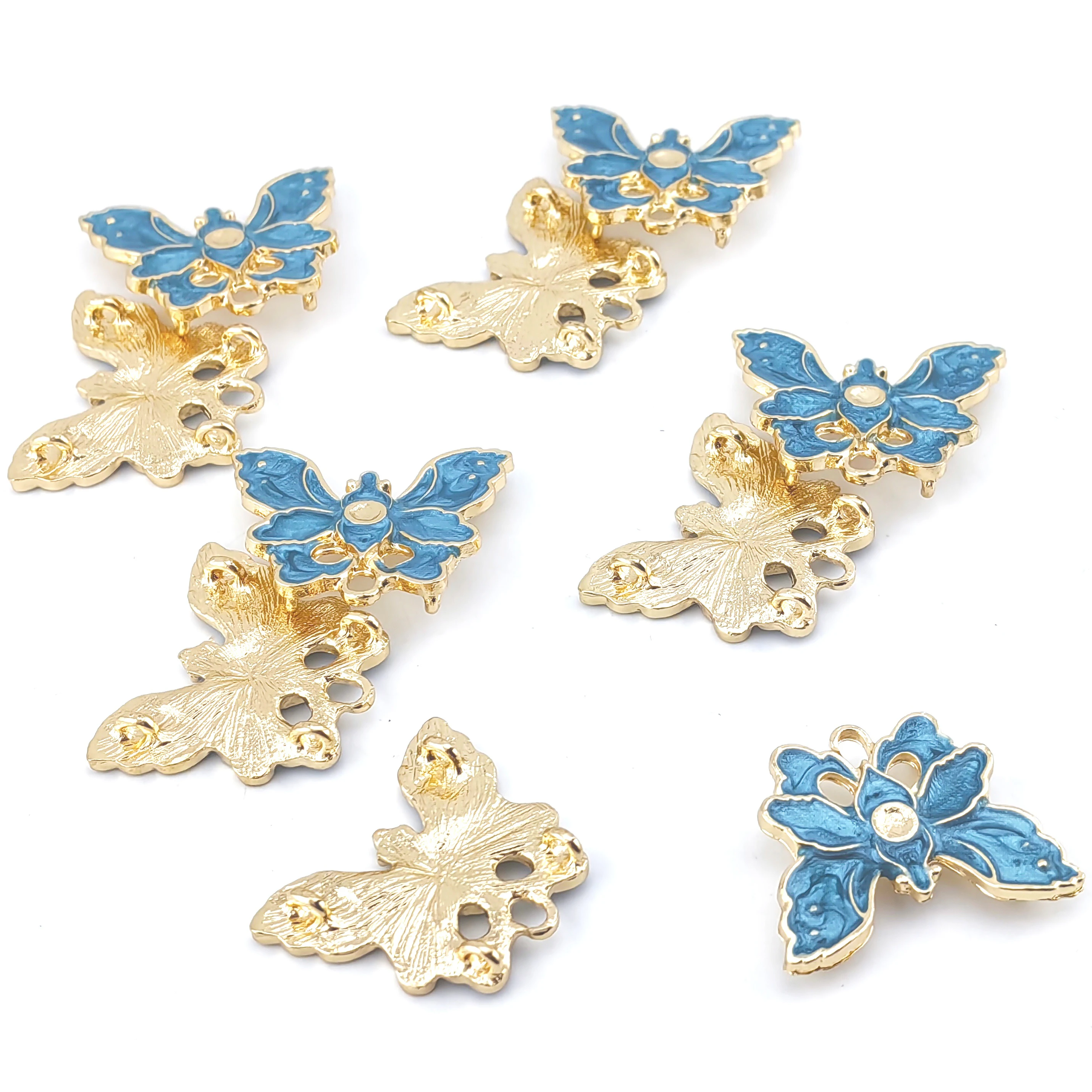 10pcs Blue Butterfly Alloy Accessories DIY For Hair Crown Hair Pin Material Earrings Necklace Accessories(2cm*2.5cm)