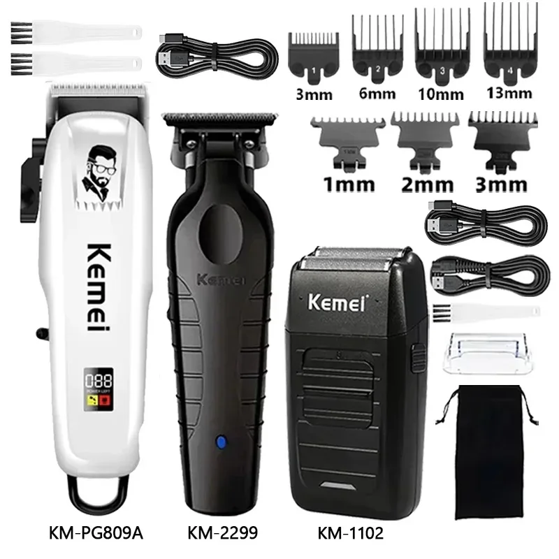

Hair Clipper Kemei Km-PG809A Km-2299 Km-1102 Barber Blading Hair Cutting Machine Clipper Grooming Cordless Rechargeable Shaver