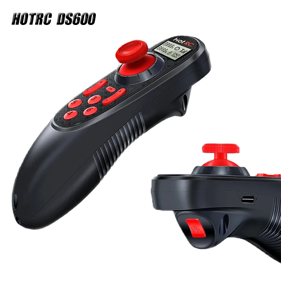 HOTRC DS600  CH 2.4GHz FHSS Radio System Transmitter Six Channel Fixed Speed One Hand Remote Control For Done/Ship Toys Model