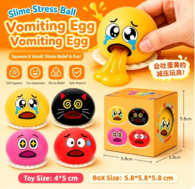 Vomit Egg Pinch Fun Funny Vomit Slime Stress Relief Toy Creative Trick and Release Ball Desktop Fun Stress Relief Small Toy