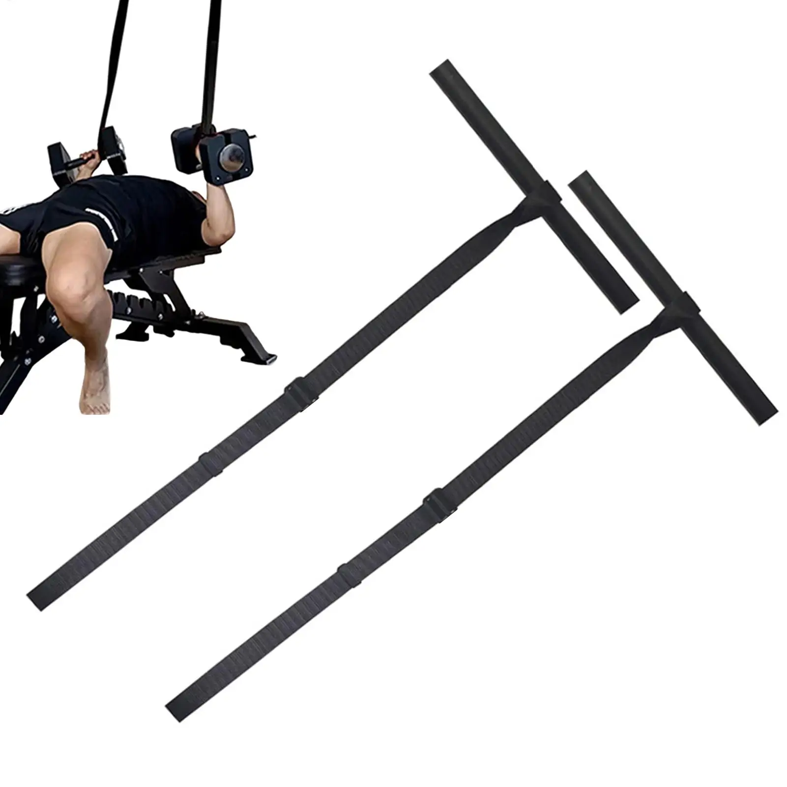 Dumbbell Spotter Hanger 2 Pieces Adjustable Safety Workout Straps Barbell Rack Attachment For Women Men Home Gym Bench Press