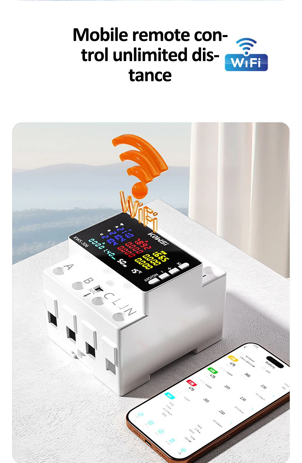 TUYA Wifi Power Energy Meter AC Monitor AC 85-290V 80A 3 Phase 4-draht DIN Schiene über Unter Spannung Schutz Strom Meter – Detail 5