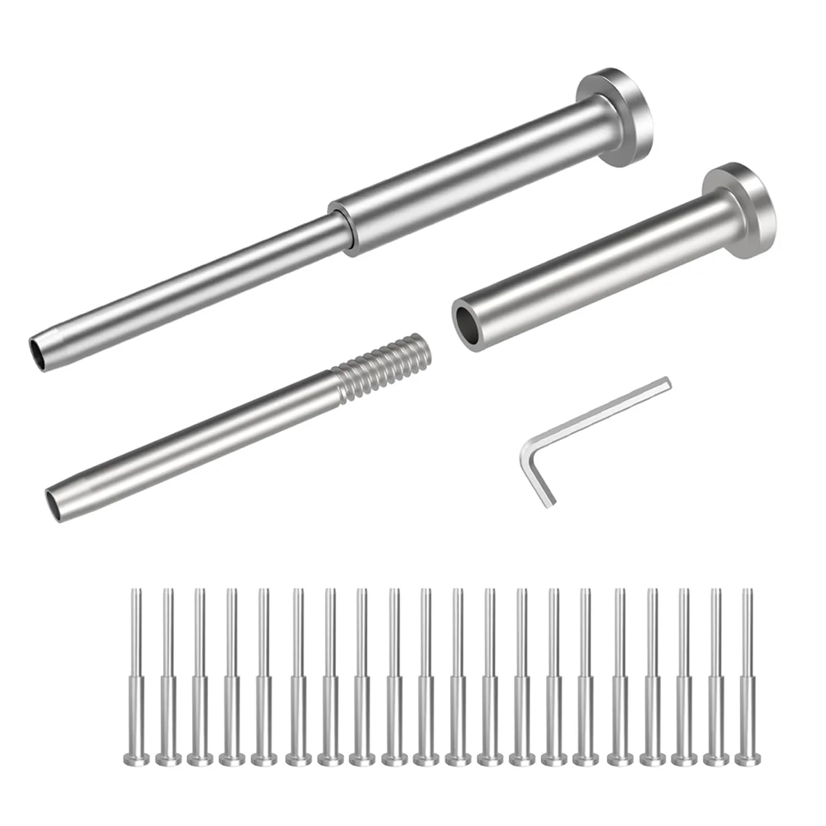 AB02 20 Pack 4 X 4 Inch Cable Railing Kits, 1/8 Inch Receiver & Swage Stud End for Deck Stair Cable Railing Hardware Threaded